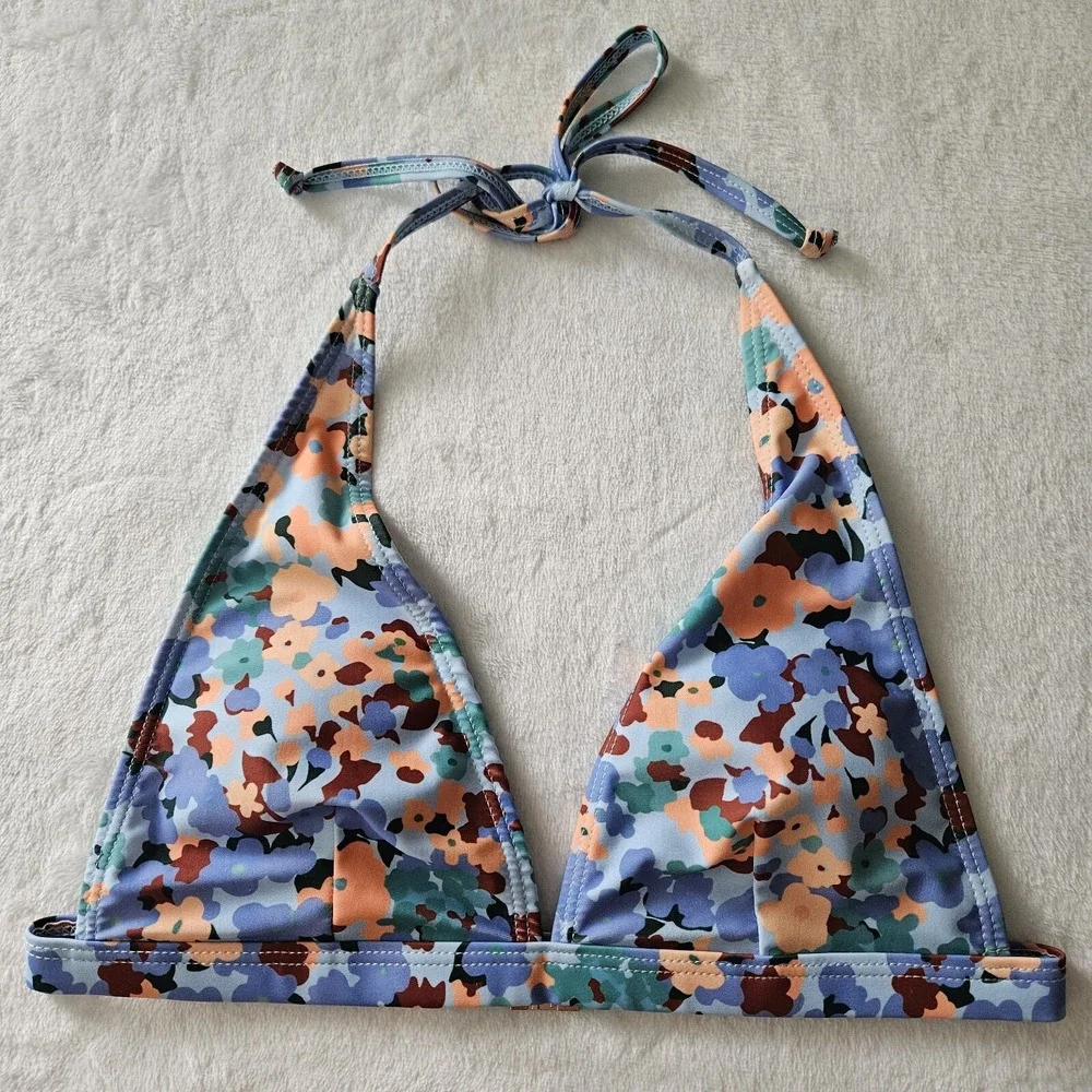 Lulus Bikini Set Womens S Blue Floral High Waisted Two Pcs Swimsuit Dobler Beach